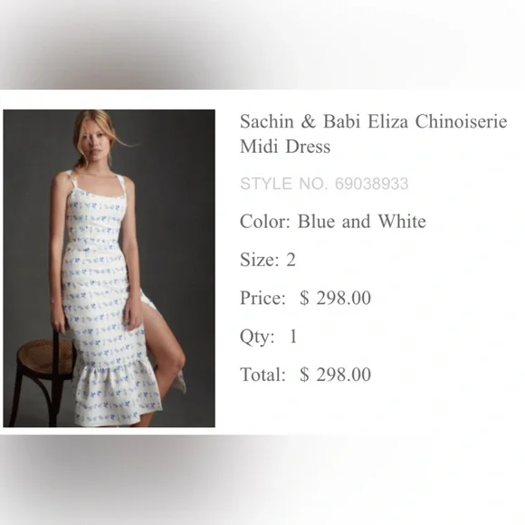 Gorgeous Sachin + Babi Eliza Chinoiserie Dress! Never worn! - Picture 4 of 4